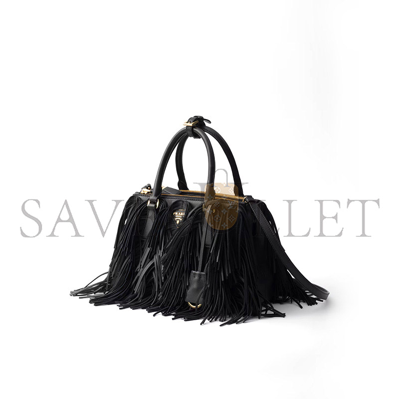 PRADA GALLERIA SMALL LEATHER BAG WITH FRINGE 1BA896 (24.5*18.5*11cm) 